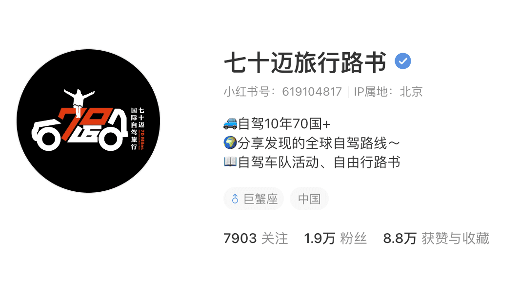 爱旅行人士变现案例，原创自驾游旅行路书，刚需品月入2w！ 主页截图