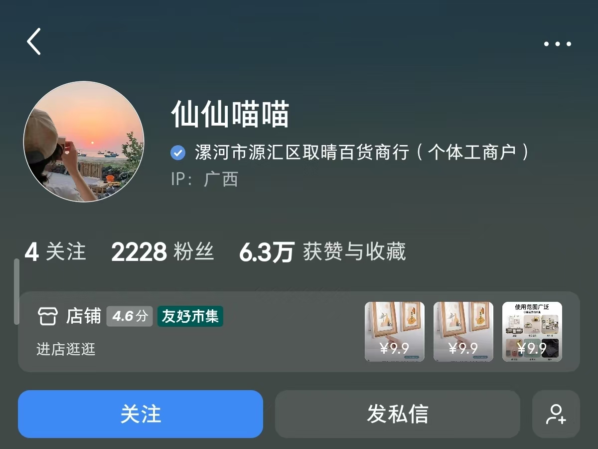 无痕粘钩爆单，两千粉丝一个月赚3w 主页截图