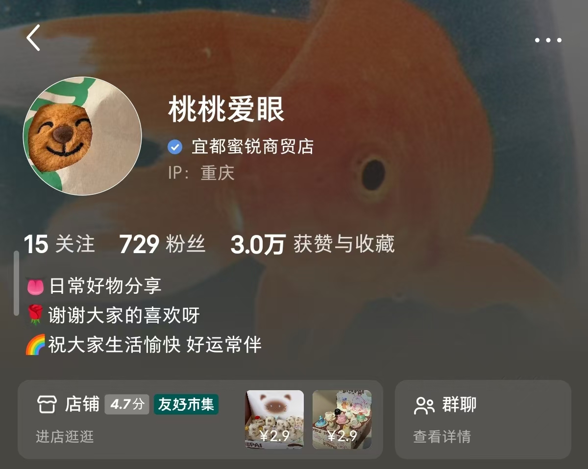 情绪猫猫盲盒爆单，七百粉丝一个月赚5k 主页截图