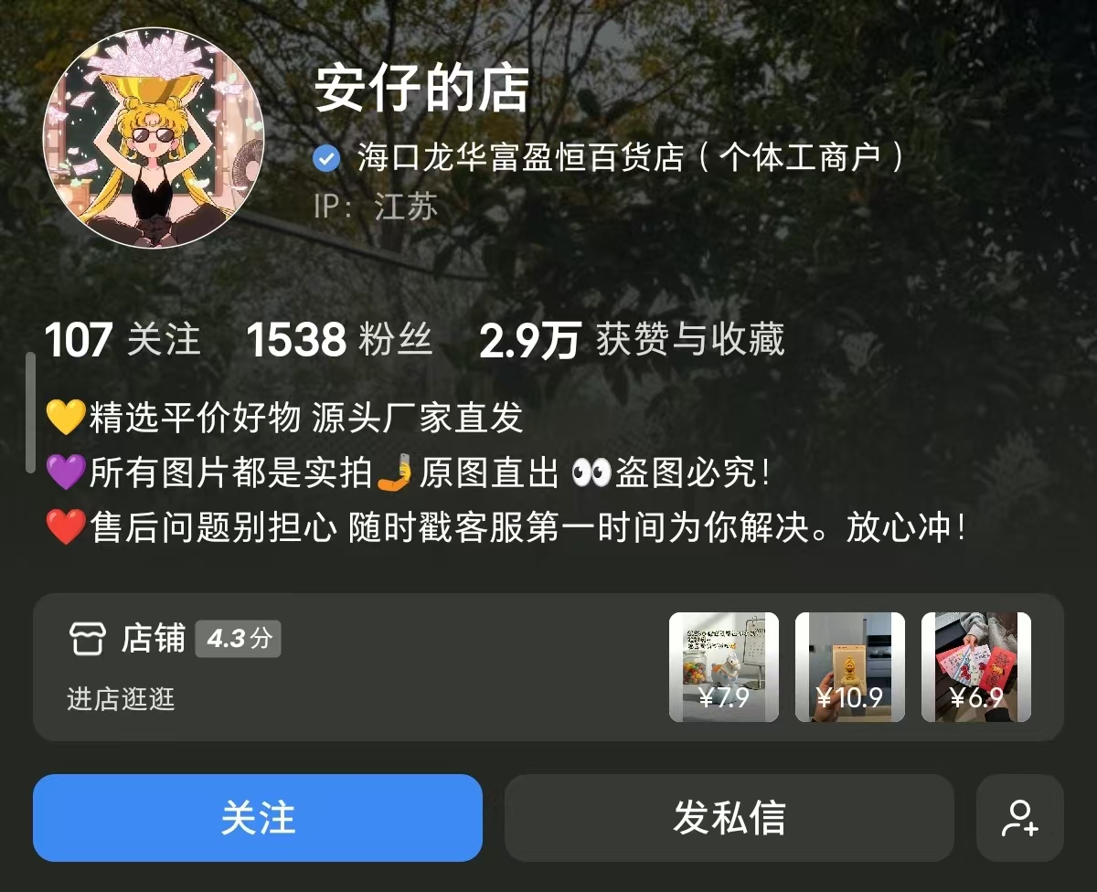 陶瓷小马爆单，一千粉丝一个月赚5w 主页截图